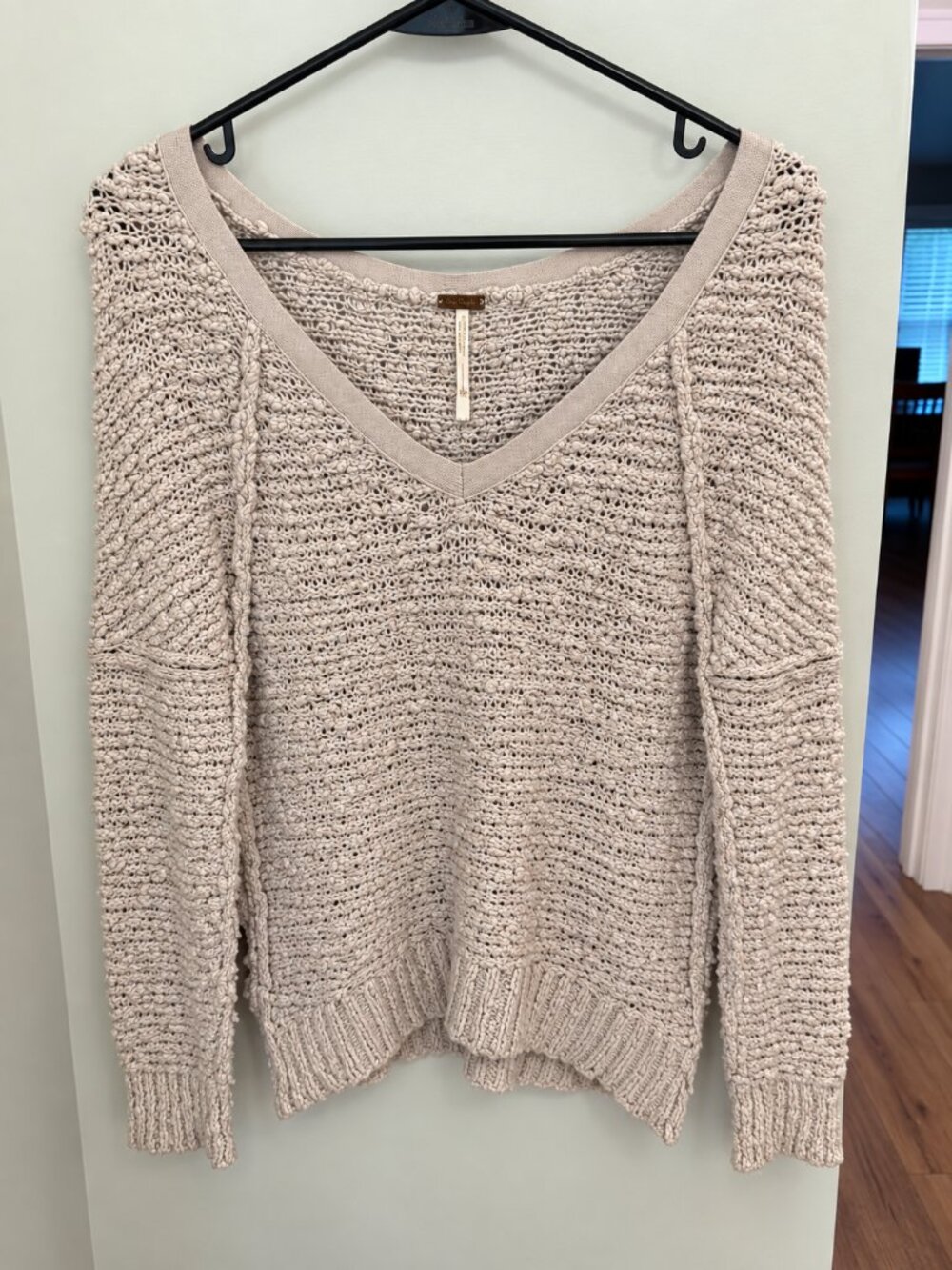 Free People | Chunky Songbird V Neck Sweater, Ivory | Womens XS